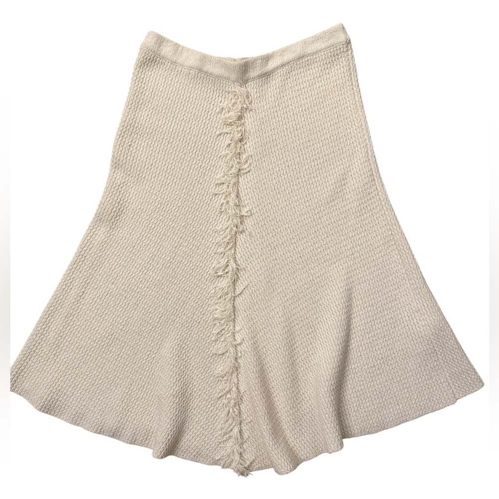 By Malene Birger cream knit skirt with fringe detail. Cream / off white. Size M